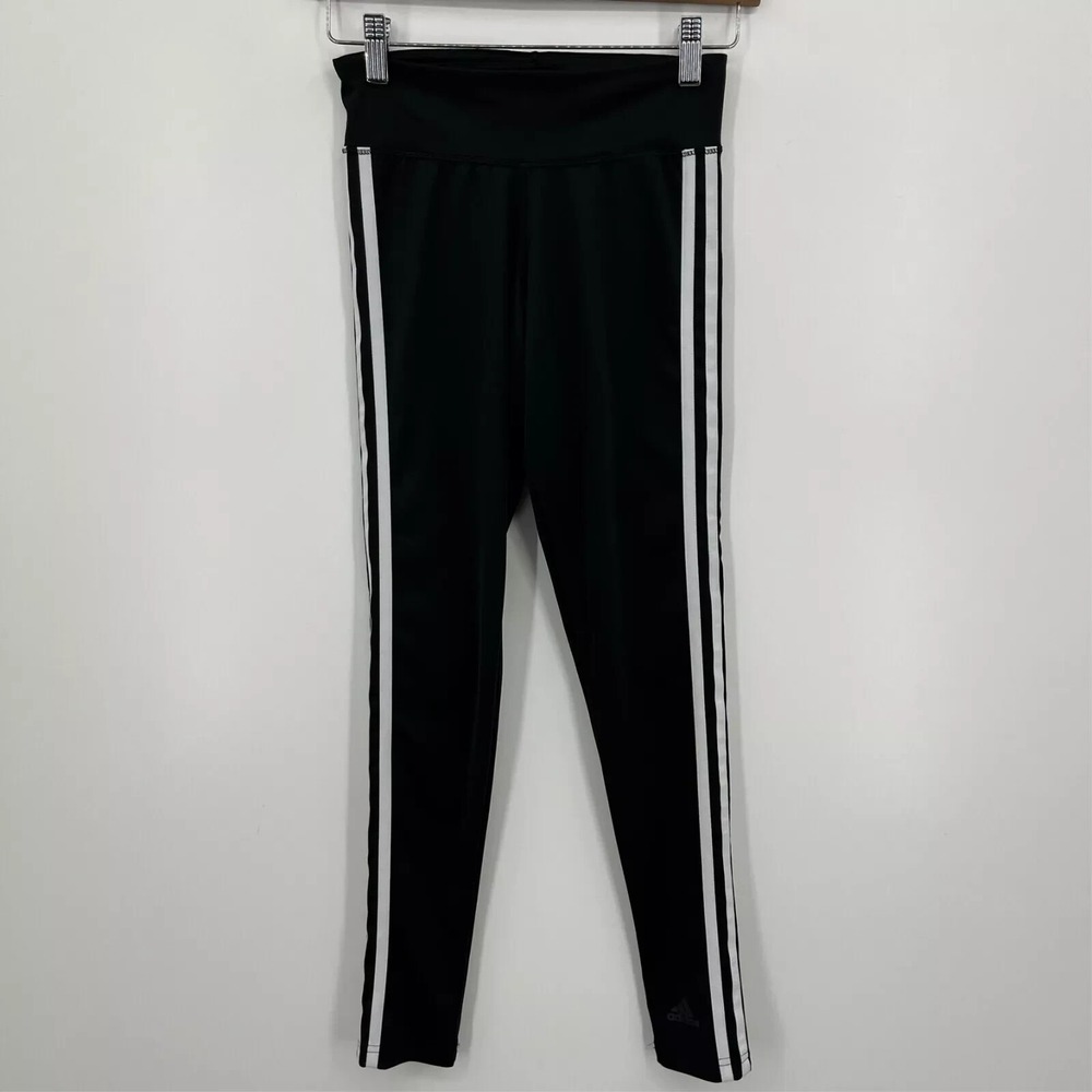 Adidas Leggings Women's Size XS Black Clima Lite Striped Compression Gym Yoga